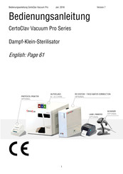 CertoClav Vacuum Pro Series Instruction Manual