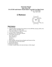 Atomix Timepiece 87177 Instruction Manual