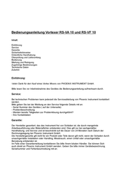 Vortex RS-VF 10 Instruction Manual