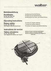Walter Rt Operating Instructions Manual