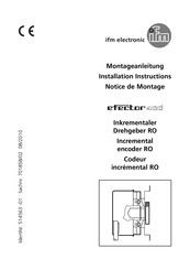 IFM Electronic Efector 400 RO Series Installation Instructions Manual
