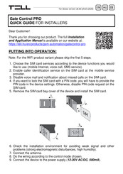 tell Gate Control PRO Quick Manual For Installers