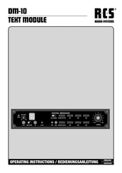 RCS AUDIO-SYSTEMS DM-10 Operating Instructions Manual