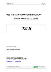 Garbin TZ S Use And Maintenance Instructions