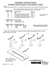 Mayline COHERE FIXED HEIGHT & PIN HEIGHT TABLE Assembly Instructions