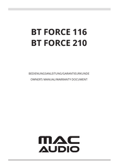 MAC Audio BT FORCE 116 Owner's Manual/Warranty Document