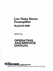 Burwen laboratories SP 5200 Operating And Service Manual