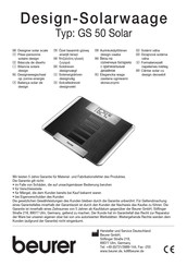 Beurer GS 50 Solar Operating Instructions Manual
