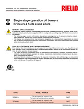 Riello 3726313 Installation, Use And Maintenance Instructions