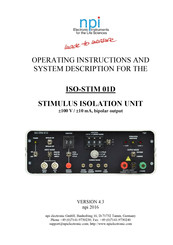 NPI ISO-STIM 01D Operating Instructions And System Description