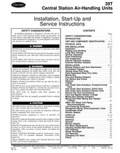 Carrier 39T Installation, Start-Up And Service Instructions Manual