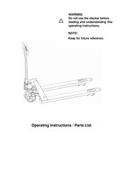 Noblelift DFE20 Operating Instructions & Parts List Manual