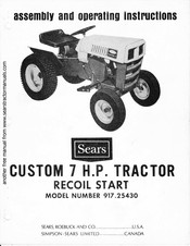 Sears 917.25430 Assembly And Operating Instructions Manual