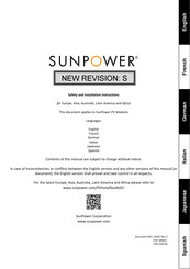 SunPower MAX3 Series Safety And Installation Instructions Manual