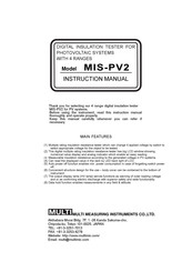 MULTI MEASURING INSTRUMENTS MIS-PV2 Instruction Manual
