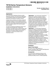 Johnson Controls TE730 Series Installation Instructions