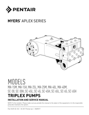 Pentair Myers MA-25L Installation And Service Manual