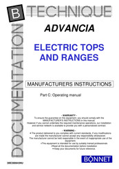 Bonnet ADVANCIA STANDARD Manufacturer's Instructions