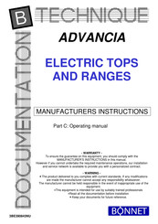 Bonnet ADVANCIA PLUS CHROME Manufacturer's Instructions