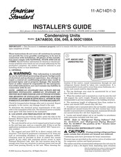 American Standard 2A7A8030 Installer's Manual