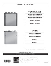 Venmar AVS E10 HRV Installation Manual