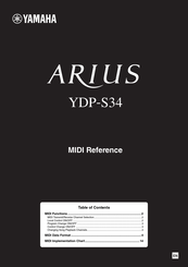Yamaha ARIUS YDP-S34 Midi Reference