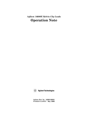 Agilent Technologies 16089E Operation Note