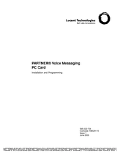 Lucent Technologies PARTNER Voice Messaging Installation And Programming Manual