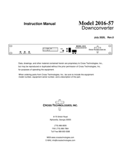 Cross Technologies 2016-57 Instruction Manual