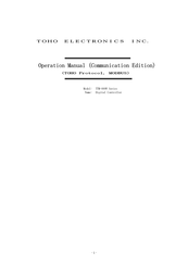 TOHO TTM-000W Series Operation Manual