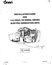 Onan 12.0 RDJC-3CR Installation Manual