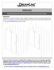 Bath Authority DreamLine MIRAGE Installation Instructions Manual
