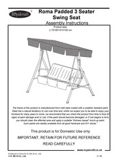 Royalcraft Roma Padded 3 Seater Swing Seat Assembly Instructions Manual
