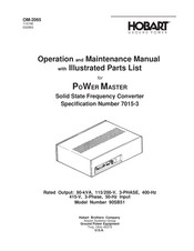 Hobart 7015-3 Operation And Maintenance Manual With Illustrated Parts List