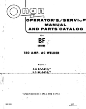 Onan BF Series Operator's/Service Manual And Parts Catalog