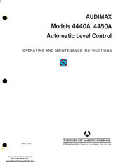 THOMSON AUDIMAX 4450A Operating And Maintenance Instructions Manual