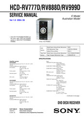 Sony HCD-RV888D Service Manual