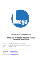 Lega 3106L Operating And Installation Manual