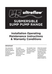 Ultraflow UMDZ7500/80/30 Operating Maintenance Instructions & Part List