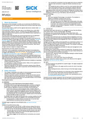 SICK RFU620-104 Series Quick Start Manual