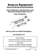 Snap-on Equipment EELR788A Installation And Operating Manual