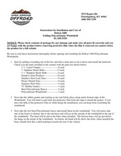 Over Armour Offroad BC-3400-WD03 Instructions For Installation And Care