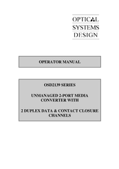Optical Systems Design OSD2139 Series Operator's Manual