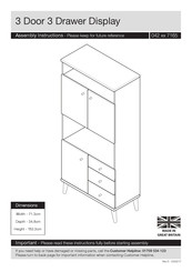 J D Williams 3 Door 3 Drawer Display 042 7165 Series Assembly Instructions Manual