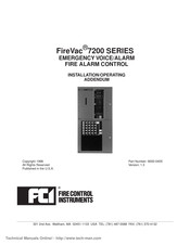 FCI FireVac 7200 Series Installation/Operating Addendum