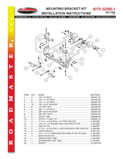 Roadmaster 52285-1 Installation Instructions Manual