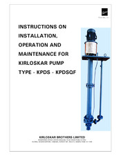 KIRLOSKAR KPDS Instruction On Installation, Operation And Maintenance