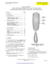 Bell System Practices F-56593 Identification, Installation, Connections, And Maintenance