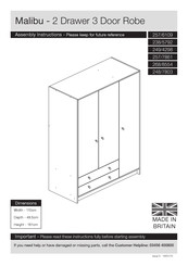 Argos Malibu 2 Drawer 3 Door Robe 257/6109 Assembly Instructions Manual