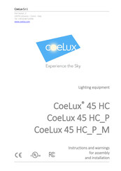CoeLux 45 HC P Series Instructions And Warnings For Assembly And Installation